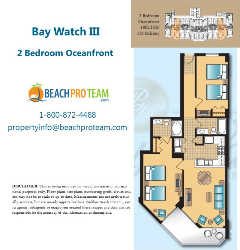 Bay Watch Resort III Floor Plan - 2 Bedroom Oceanfront Deluxe